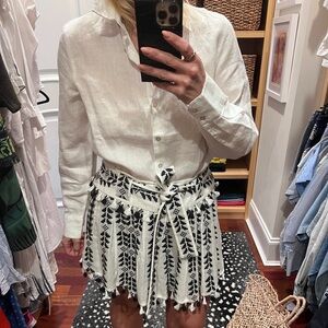 Black and White belted mini skirt